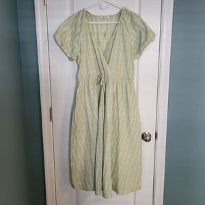 Madewell green plaid tie waist dress